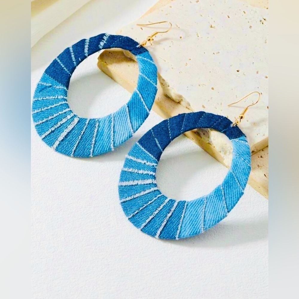 Denim-Inspired Statement Hoop Earrings